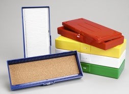 50-place microscope slide boxes